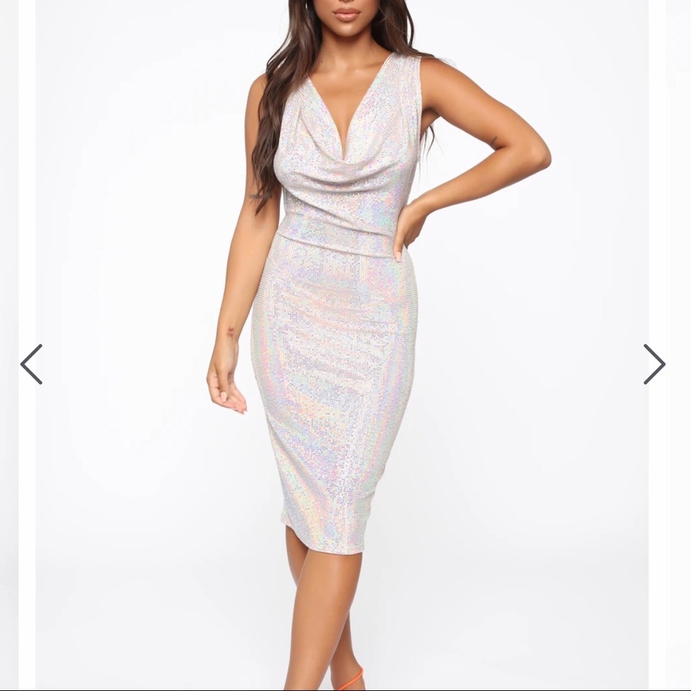 Fashion Nova Sequin Midi Dress- Blush
